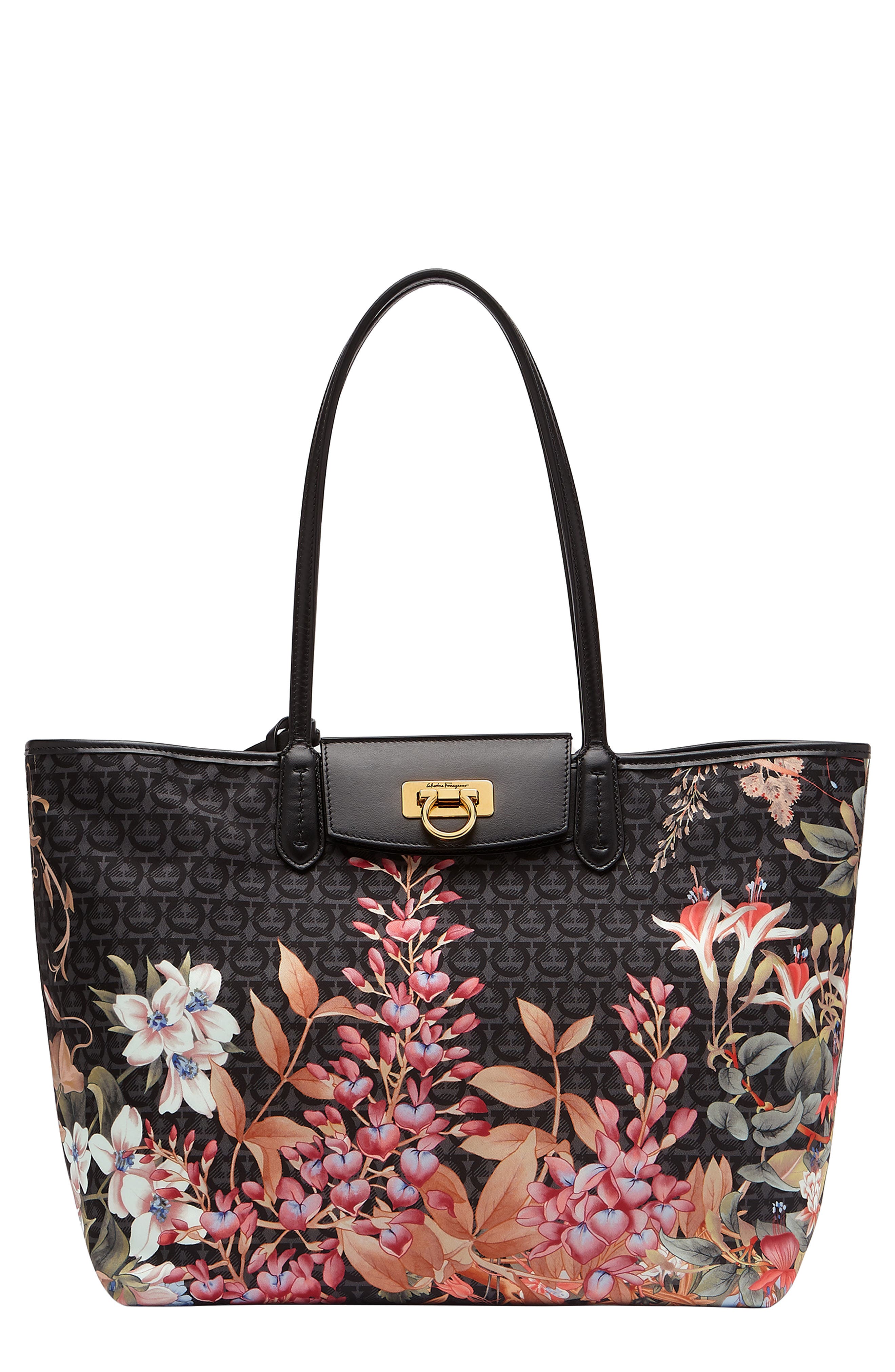 FERRAGAMO Salvatore Ferragamo Travel Floral Gancini Print Tote, Main, color, 