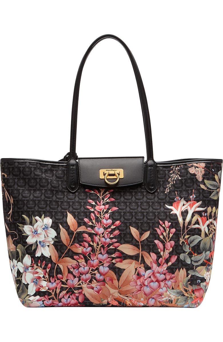 FERRAGAMO Salvatore Ferragamo Travel Floral Gancini Print Tote, Main, color,