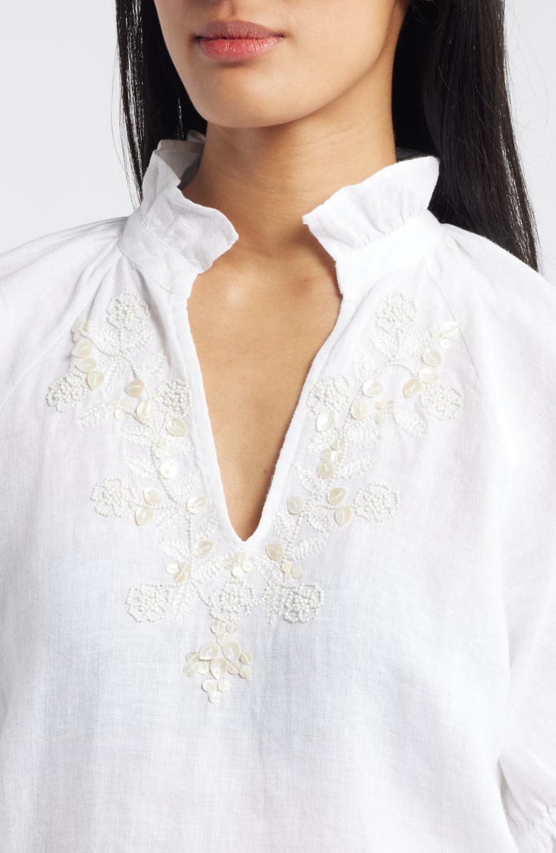 Tommy Bahama Coastalina Embellished Linen Popover Top, Alternate, color, 