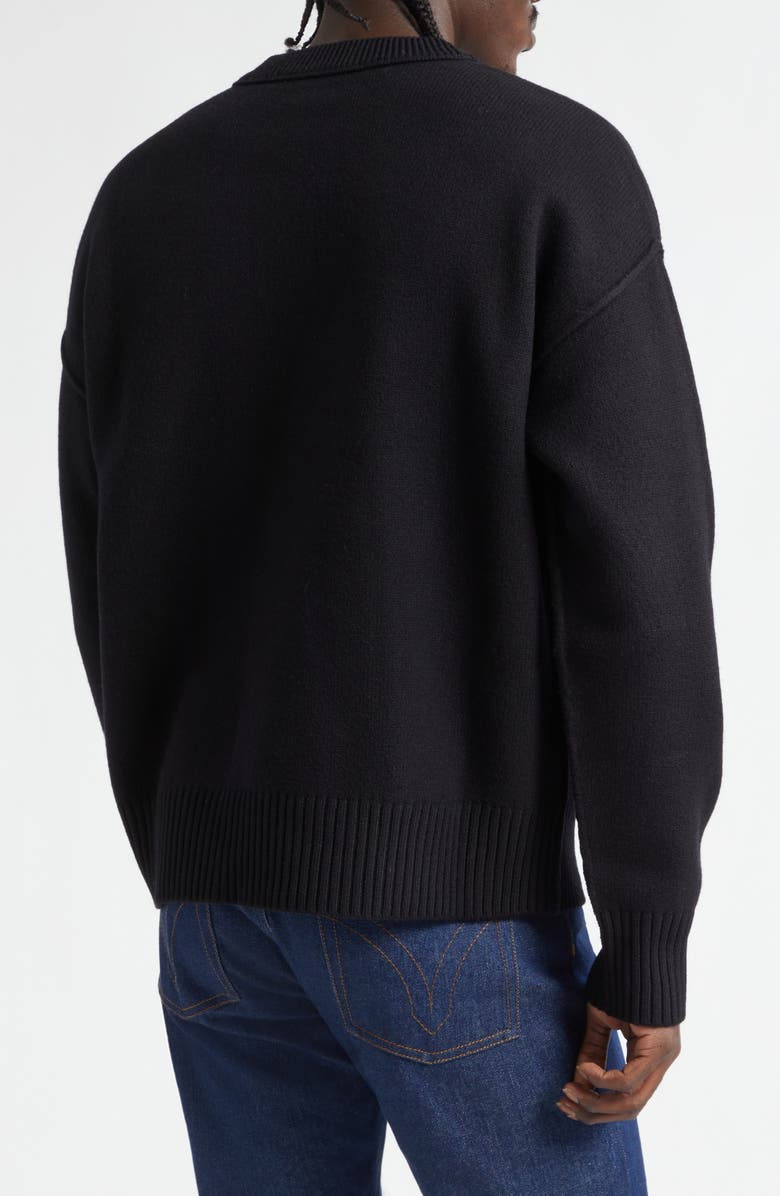 AMI PARIS Ami de Coeur Monogram Crewneck Sweater, Alternate, color, 009 Noir/Rouge