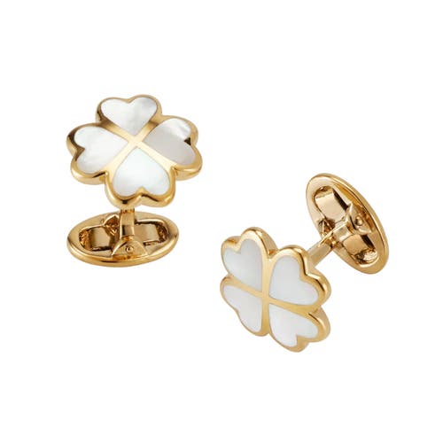 Jan Leslie Four Leaf Clover Sterling Silver Gold Vermeil Cufflinks In Gold
