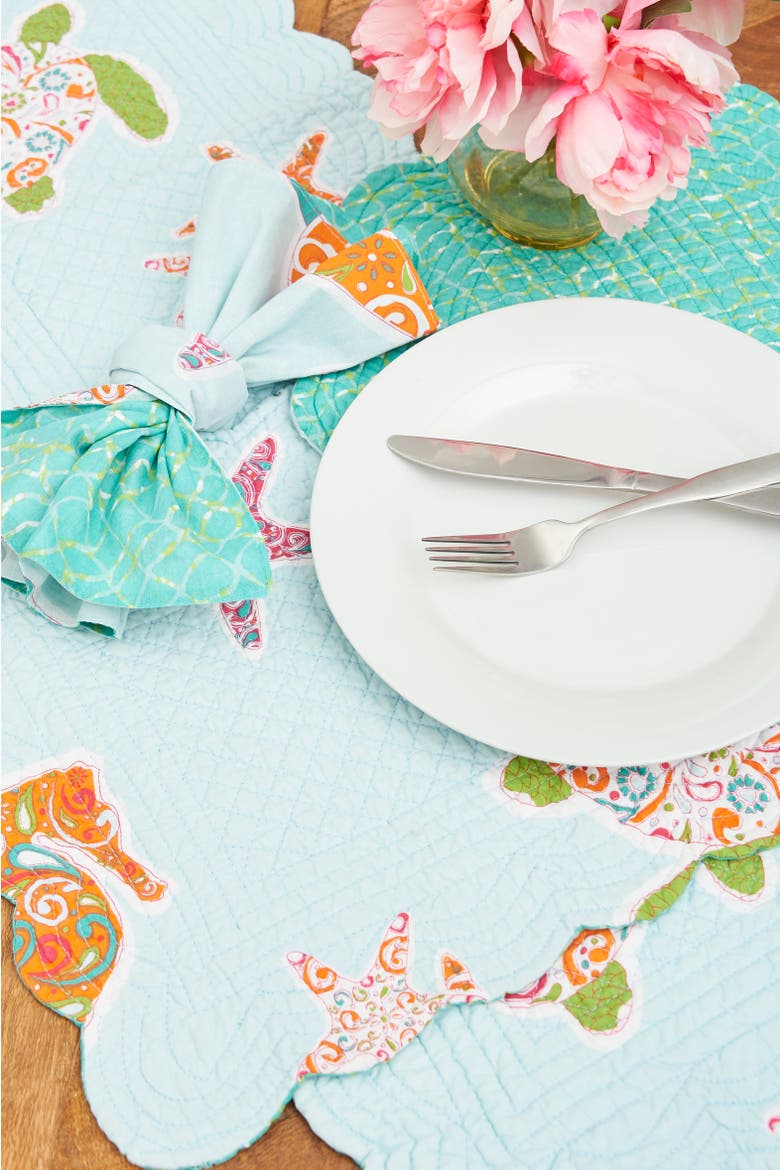 St. Kitts Cotton Reversible Napkin Set of 6, Alternate, color, Blue