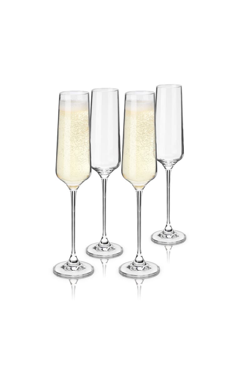 Reserve Inez Crystal Champagne Flutes Set of 4, Alternate, color, Clear