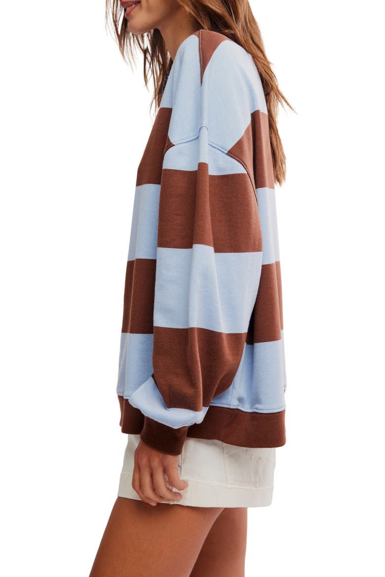 Oversize Stripe Sweatshirt, Alternate, color, PERIWINKLE COMBO