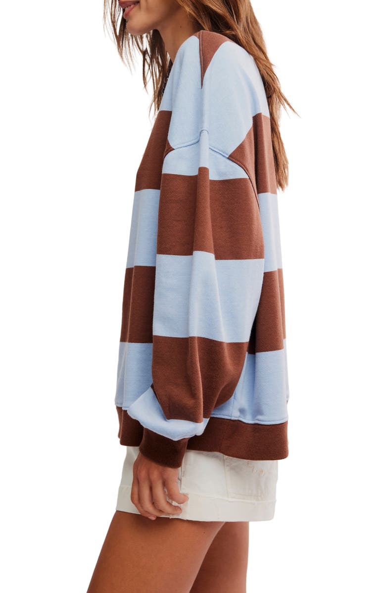 Free People Oversize Stripe Sweatshirt, Alternate, color, Periwinkle Combo