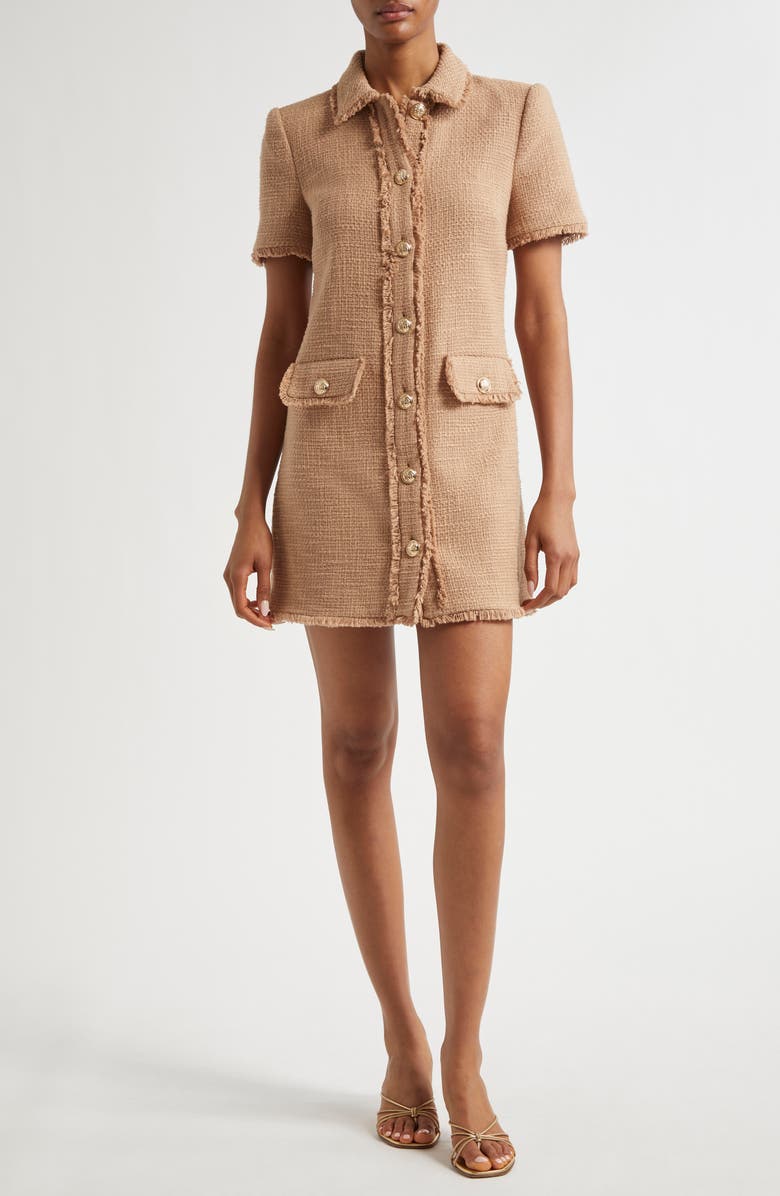 Cinq à Sept Pammy Cotton Tweed Mini Shirtdress, Main, color,
