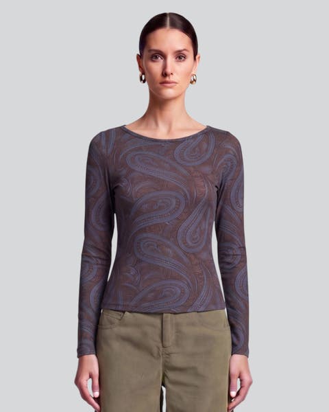 Paisley Badalona Womens Merino Long-sleeve Crew-neck Top
