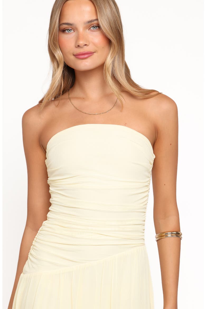 Calypso Ruched Strapless Maxi Dress, Alternate, color, BUTTER YELLOW