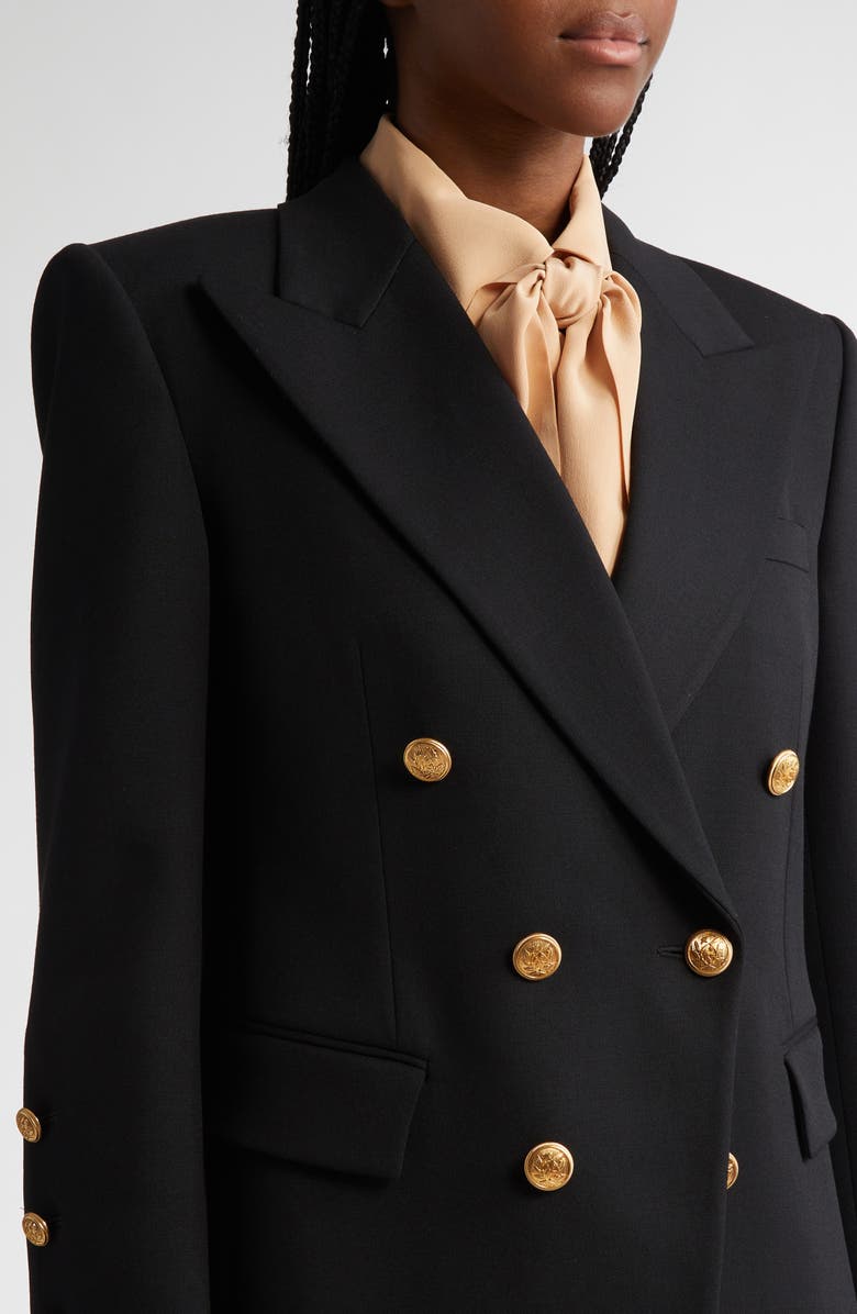 Chloé Double Breasted Stretch Wool Grain de Poudre Blazer, Alternate, color, 