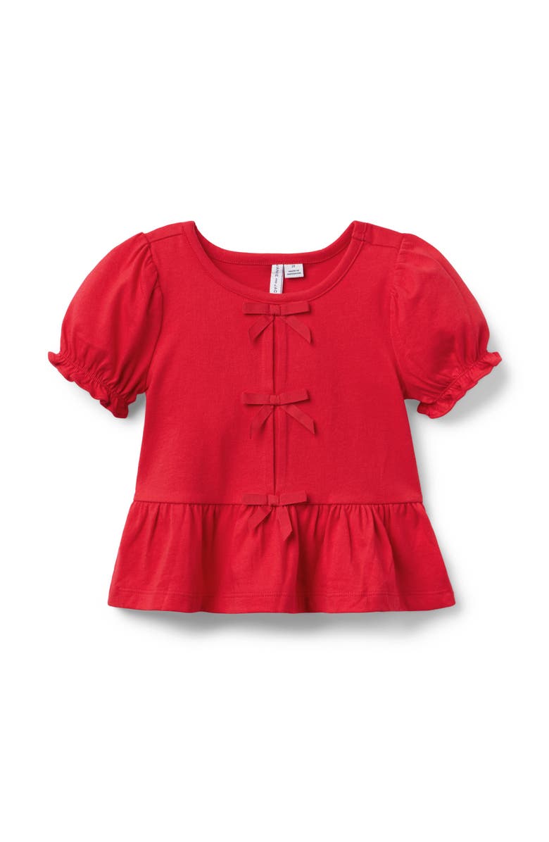 Janie and Jack Bow Peplum Top, Main, color, Red