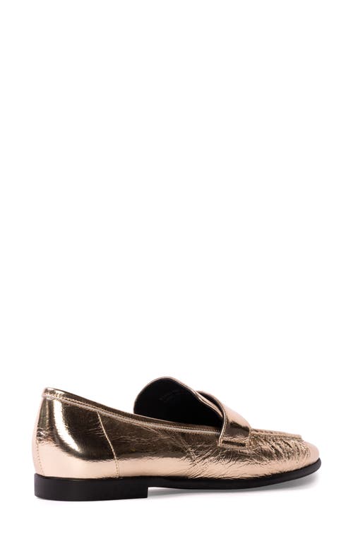 Black Suede Studio Arrow Loafer In Gold Crinkled Leather