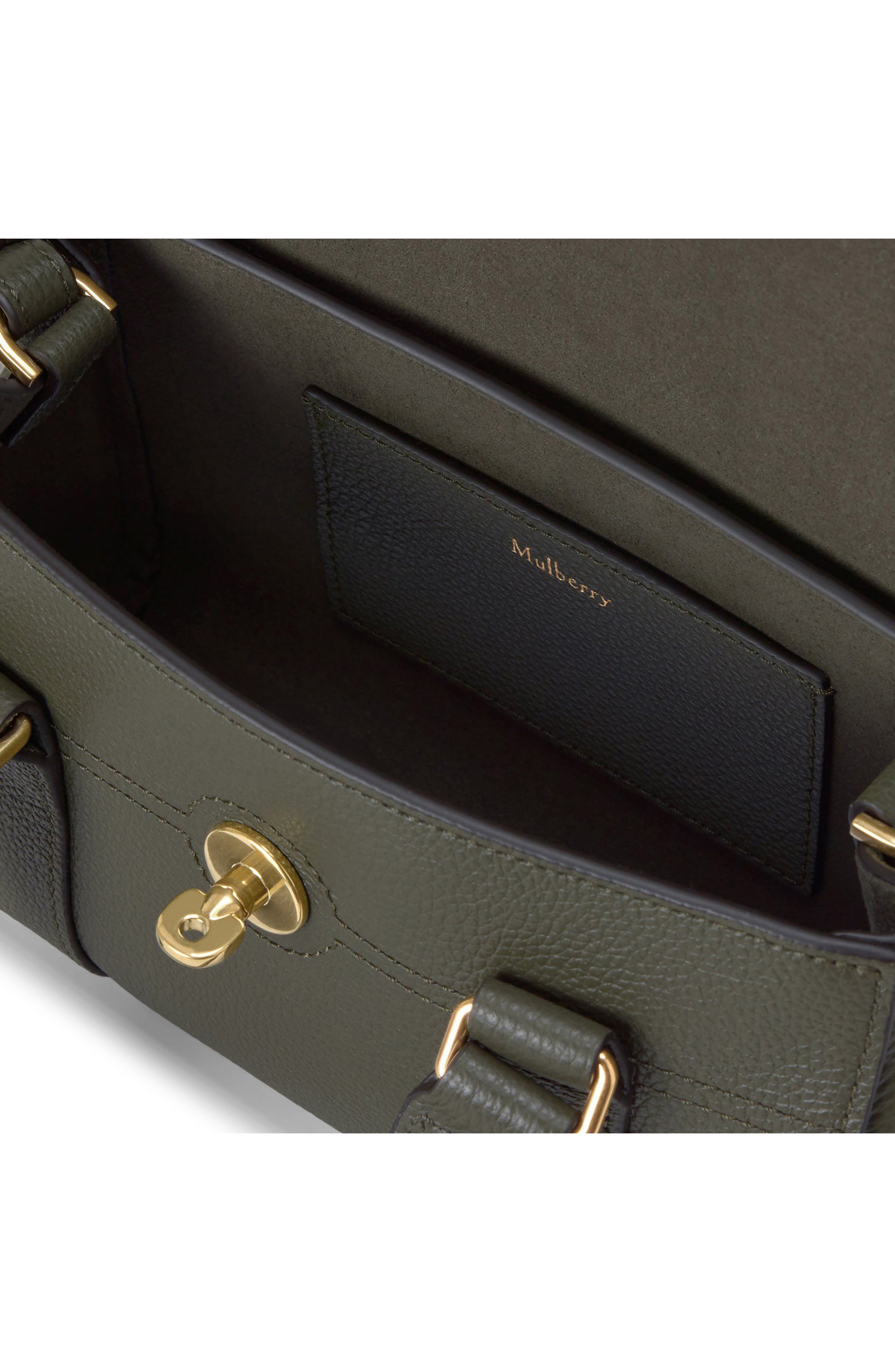 Mini Bayswater Grained Leather Handbag, Alternate, color, JUNIPER GREEN