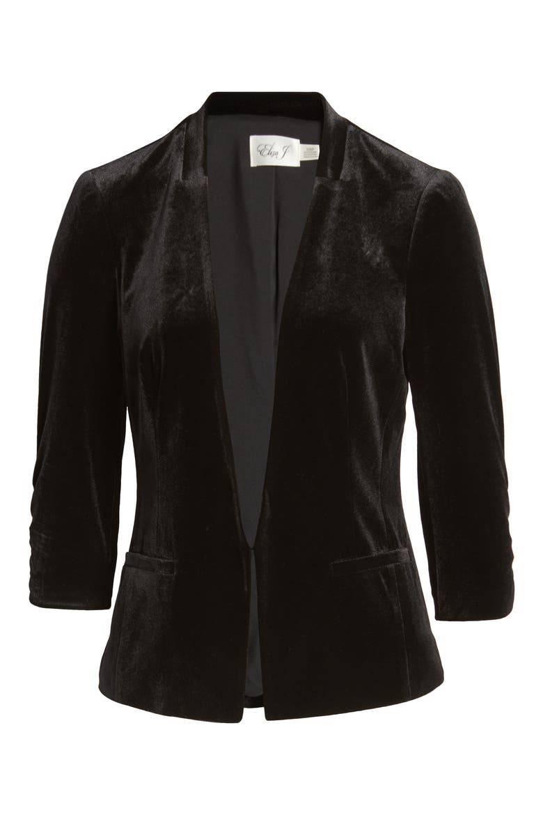 Velvet Blazer, Alternate, color, BLACK
