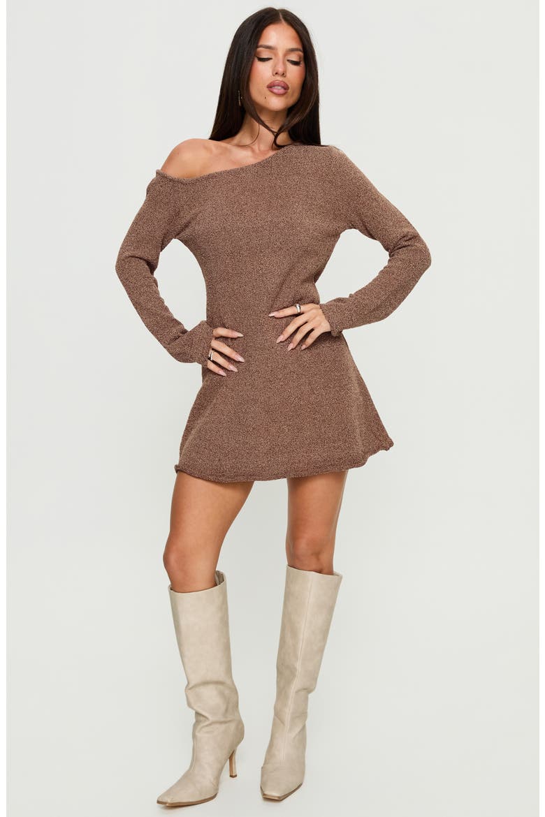 Jaede One-Shoulder Long Sleeve Minidress, Alternate, color, MOCHA