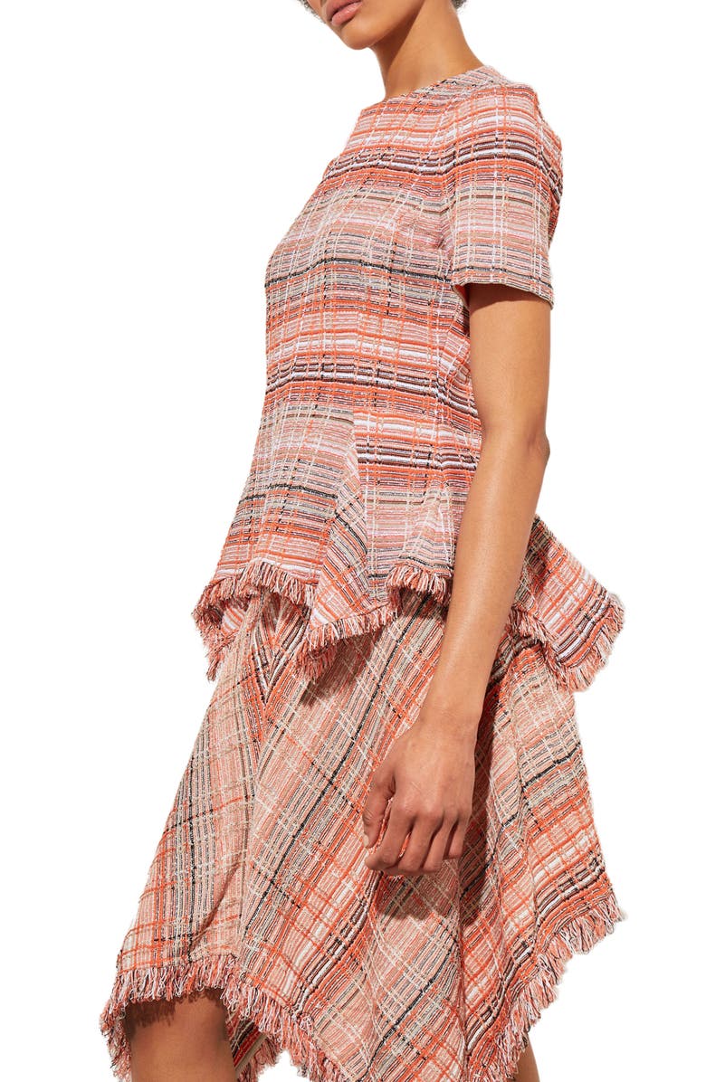 Ming Wang Tweed Peplum Top, Alternate, color, Verm/Jav/Mul