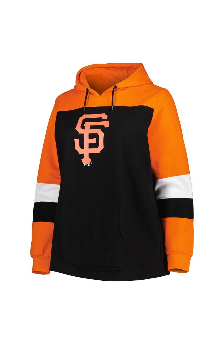 PROFILE Women's Black San Francisco Giants Plus Size Colorblock Pullover Hoodie, Alternate, color, Black