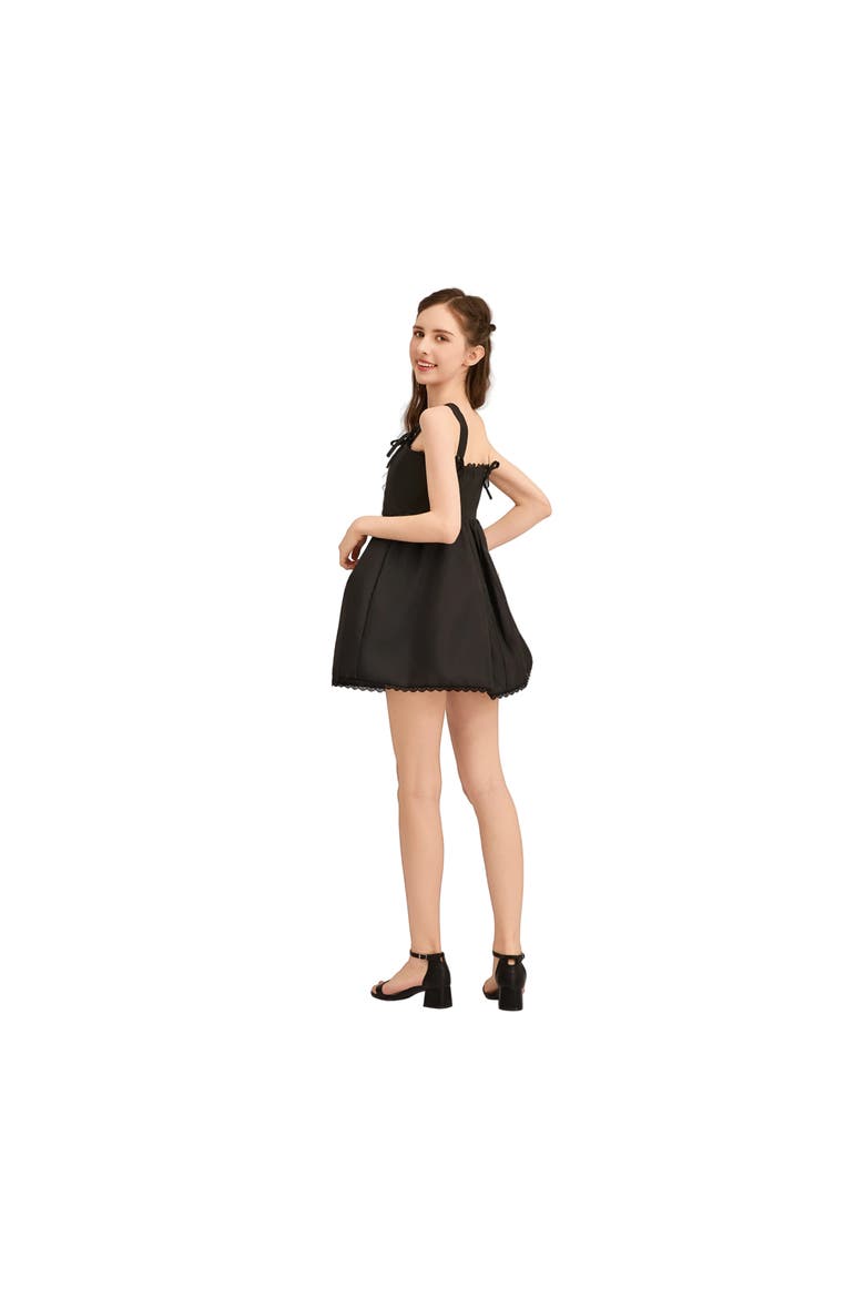 Lace Trim Flared Dress, Alternate, color, Black