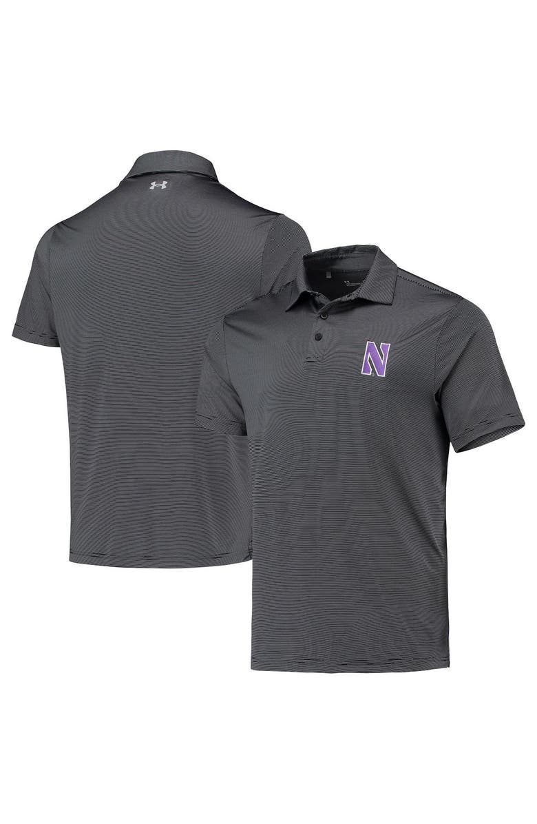 Under Armour Men's Under Armour Black Northwestern Wildcats Green Trail Stripe Polo, Main, color, Black