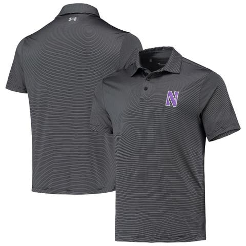 Men's Under Armour Black Northwestern Wildcats Green Trail Stripe Polo