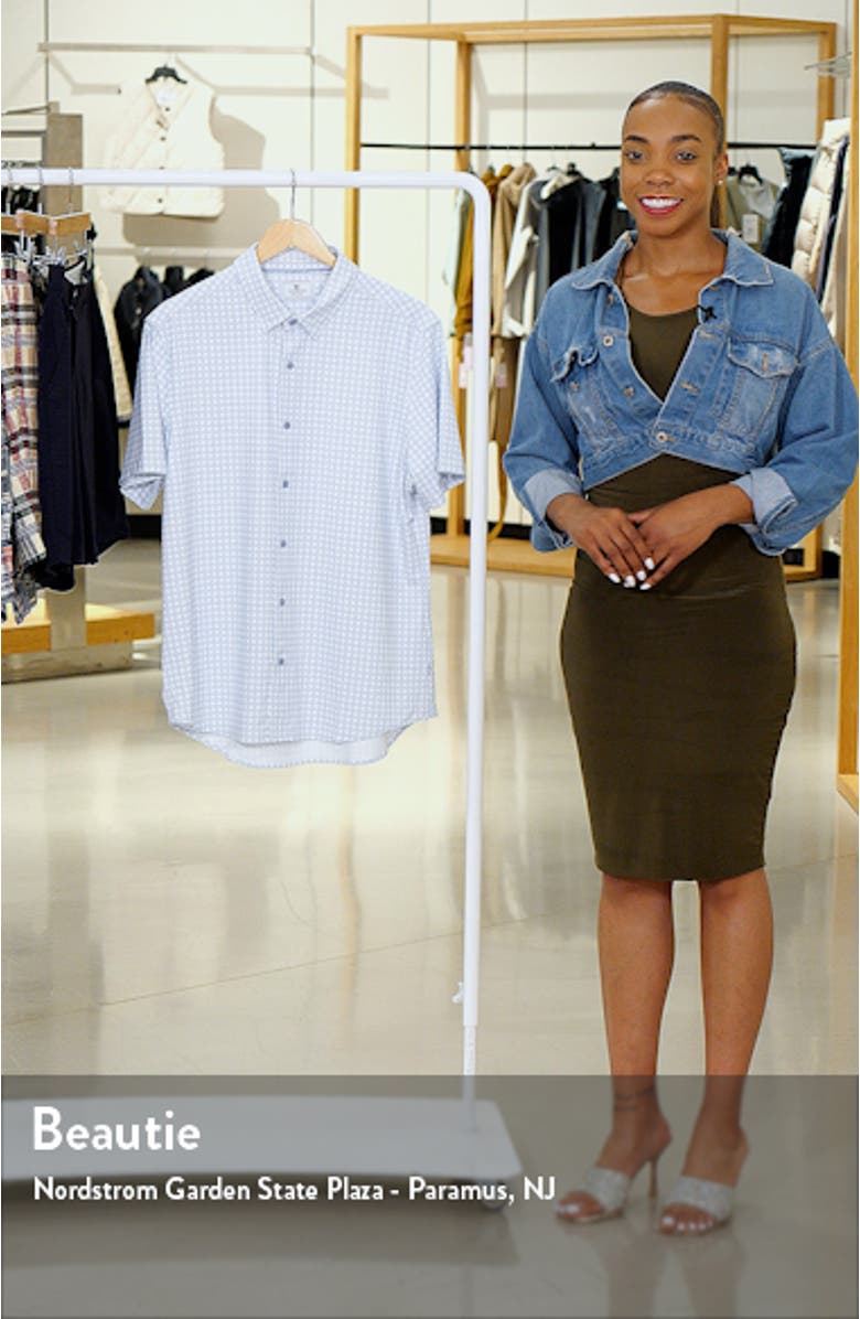 Morris Geo Print Short Sleve Performance Button-Up Shirt, sales video thumbnail