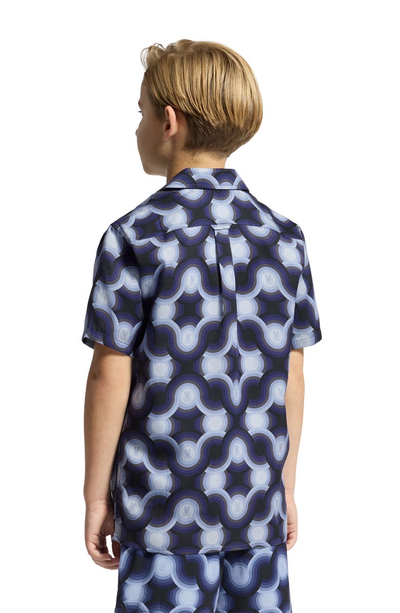 Psycho Bunny Kids' Paros Camp Shirt, Alternate, color, Evening Blue