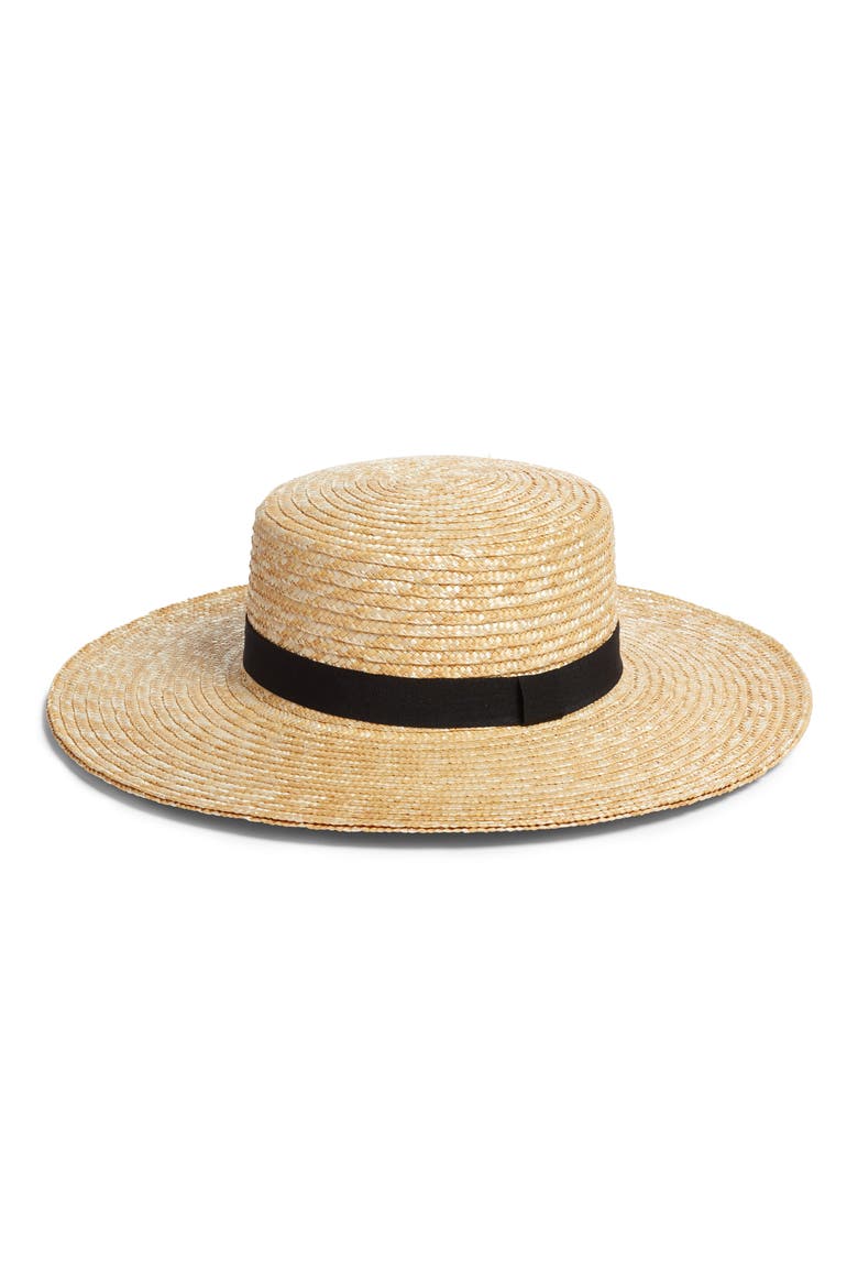 Straw Boater Hat (Nordstrom Exclusive), Main, color, NATURAL