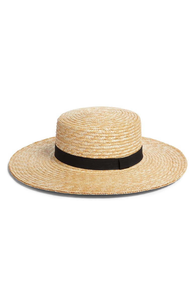 Something Navy Straw Boater Hat, Main, color,