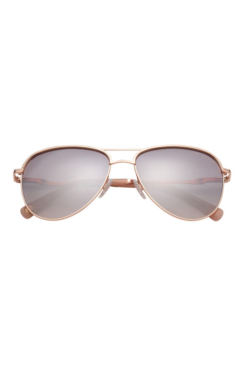 57mm Aviator Sunglasses, Main, color, ROSE GOLD