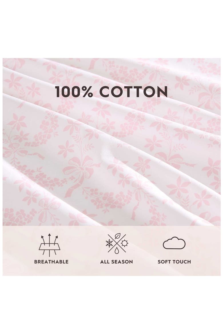 Antoinette Floral 200 Thread Count Cotton Percale Sheet Set, Alternate, color, LIGHT PINK