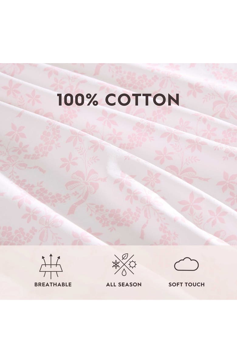 Laura Ashley Antoinette Floral 200 Thread Count Cotton Percale Sheet Set, Alternate, color, Light Pink