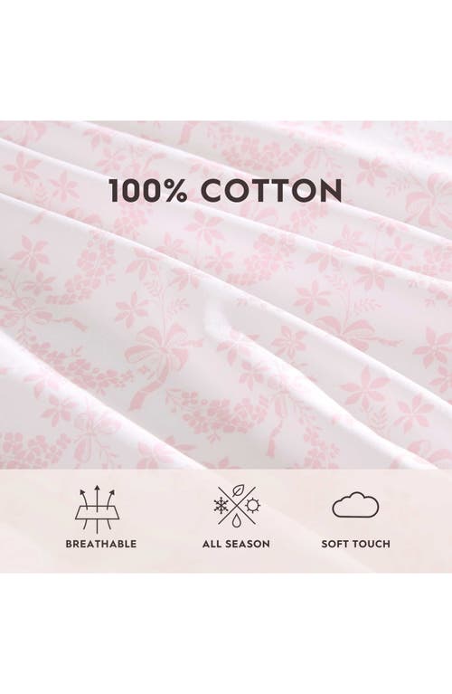 Laura Ashley Antoinette Floral 200 Thread Count Cotton Percale Sheet Set In Pink