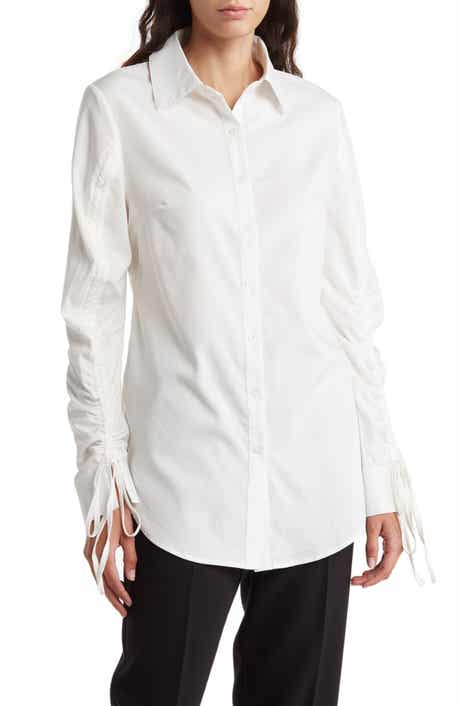 PATRIZIA LUCA Ruched Sleeve Button-Up Shirt
