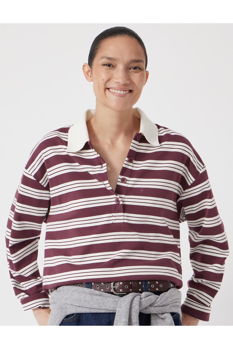 Cotton Striped Polo Top, Main, color, Brown Stripe