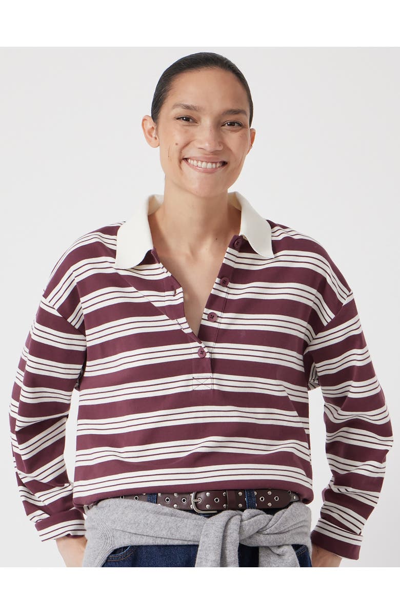 Hush Cotton Striped Polo Top, Main, color, Brown Stripe