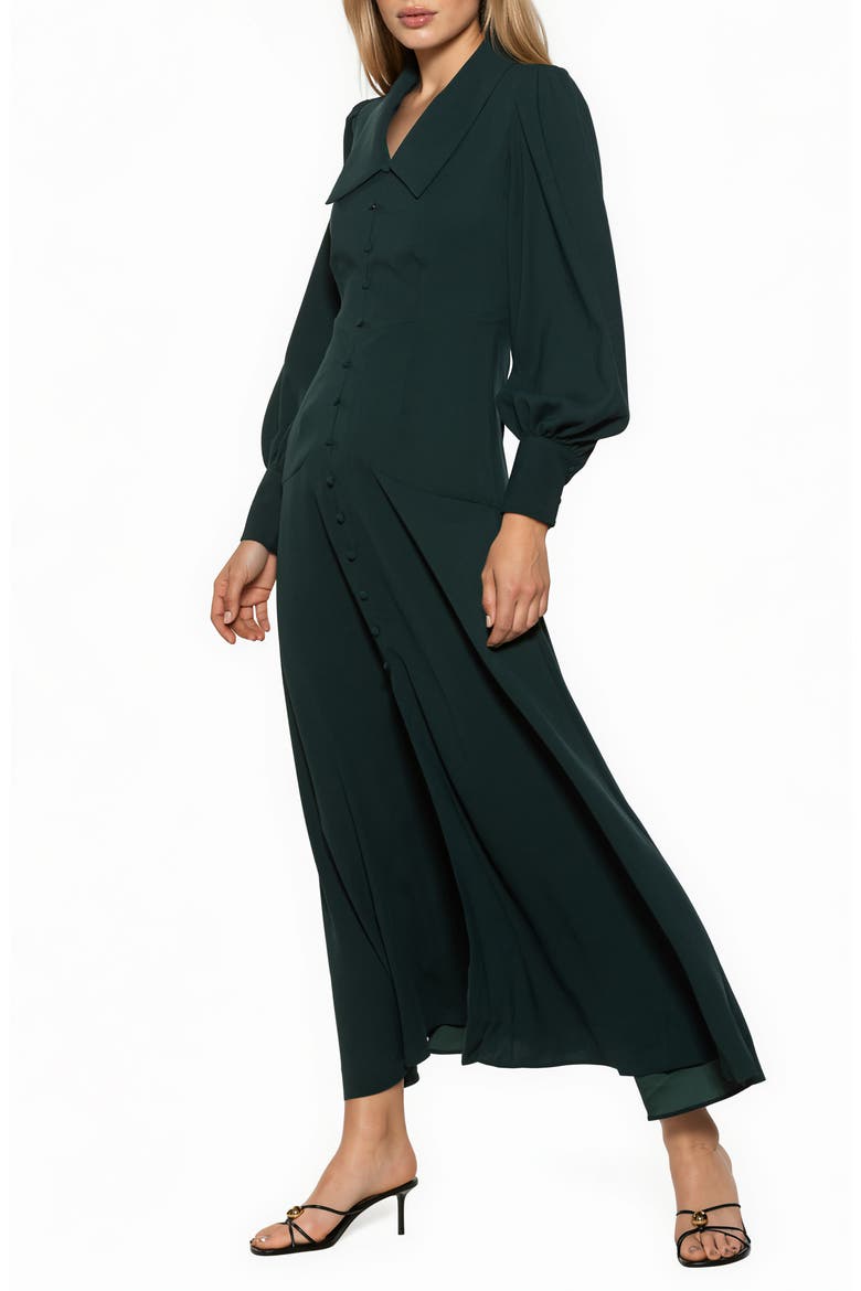 Kate Collared Long Sleeve Maxi Dress, Alternate, color, EMERALD