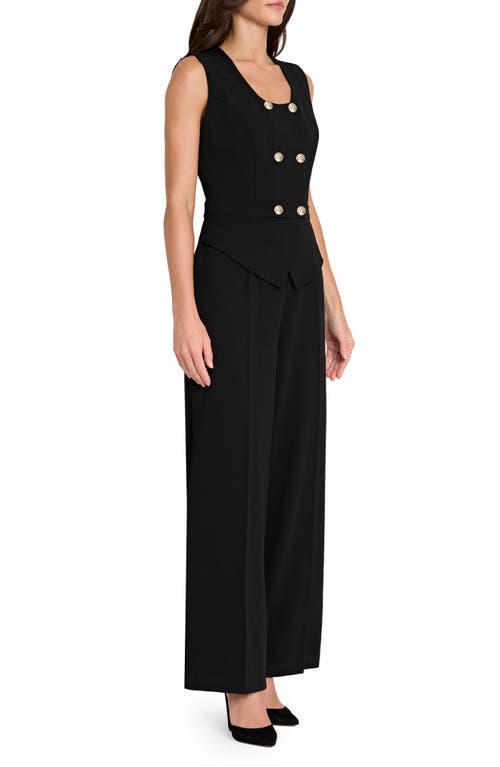 Tahari Asl Double Breasted Sleeveless Jumpsuit In Black