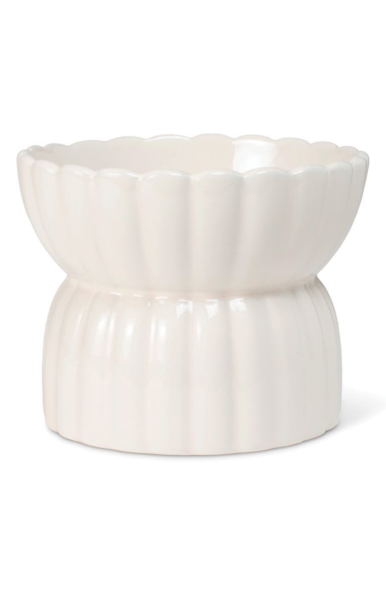 Fringe Studio Scallop Raised Small Pet Bowl, Main, color, White
