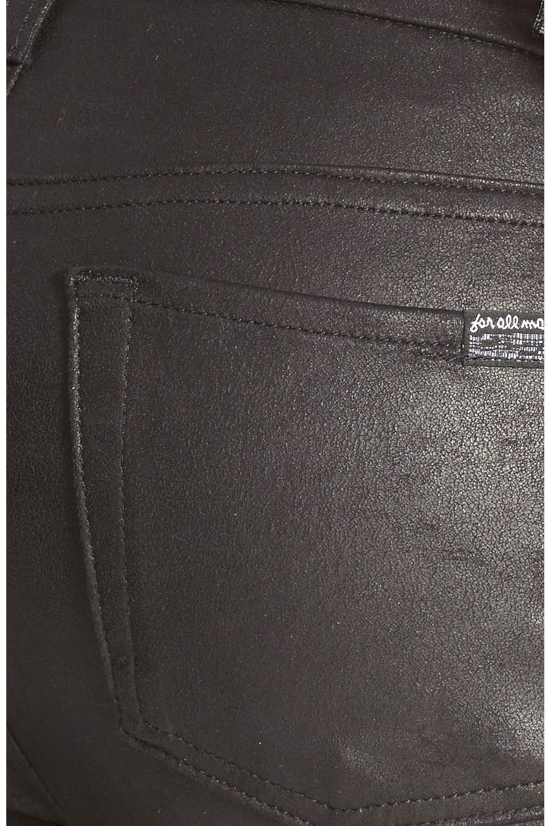 7 For All Mankind® High Rise Faux Leather Ankle Skinny Pants, Alternate, color, BLACK LEATHER LIKE