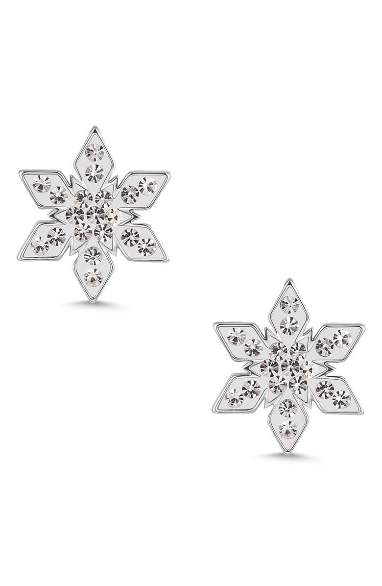 Lily Nily Kids' Crystal Snowflake Stud Earrings, Main, color, White