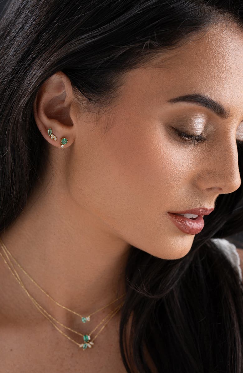 Bony Levy El Mar Diamond & Emerald Stud Earrings, Alternate, color,