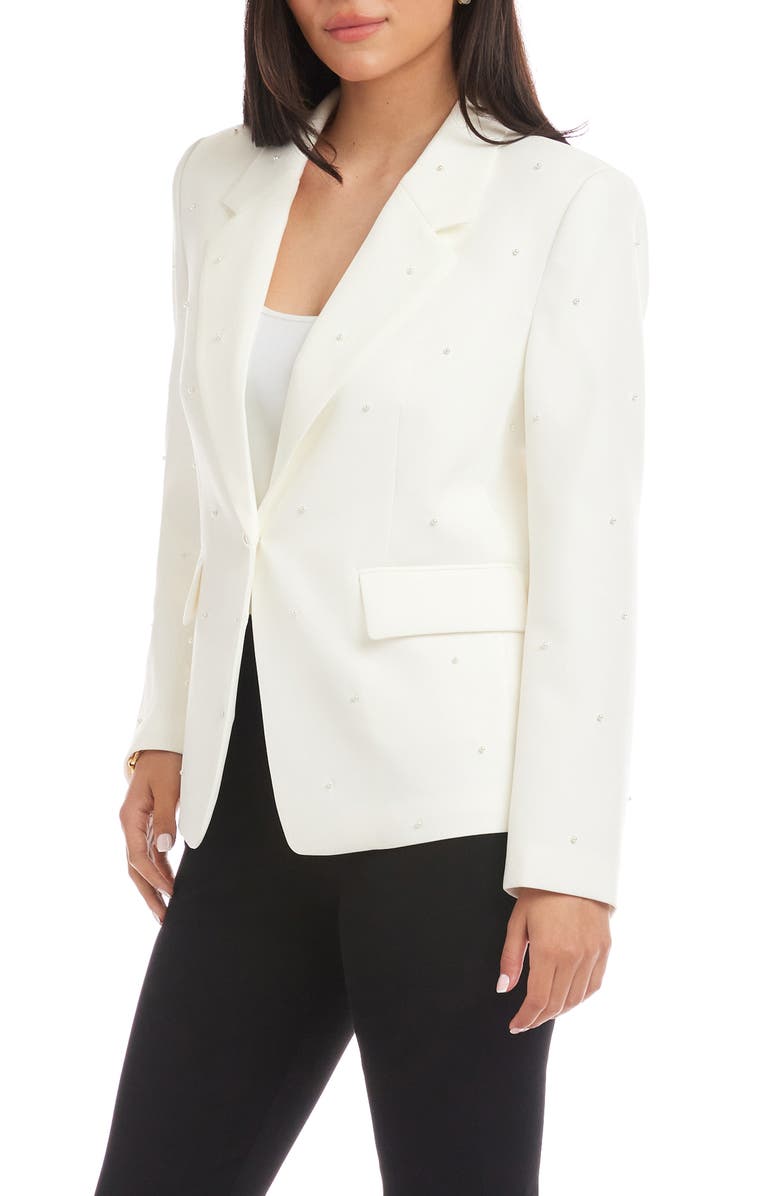 Karen Kane Faux Pearl Detail Blazer, Alternate, color, Off White