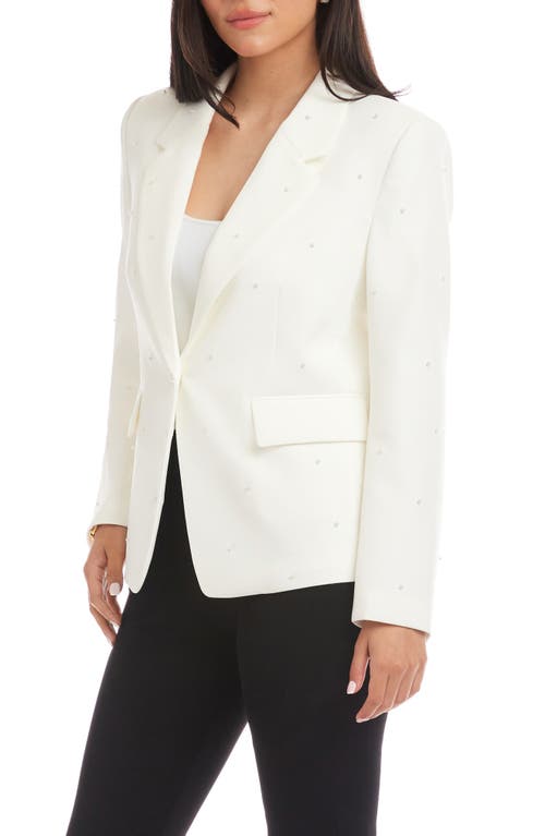 Karen Kane Faux Pearl Detail Blazer In White