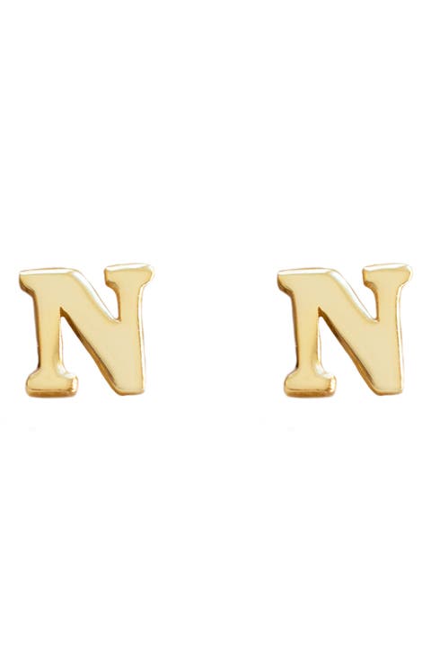 Block Letter Initial Stud Earrings