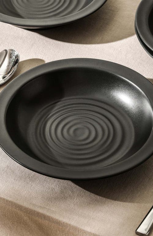 Stone Lain Orbit Stoneware 12-piece Dinnerware Set With Pasta Bowls In Black