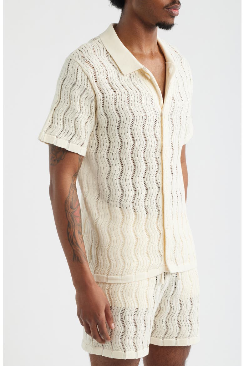 Oceanside Knit Button-Up Shirt, Alternate, color, BEIGE