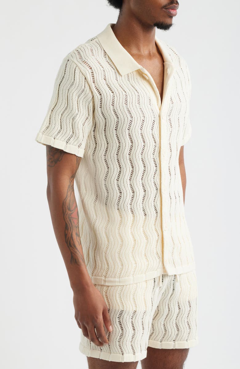 MAVRANS Oceanside Knit Button-Up Shirt, Alternate, color, Beige