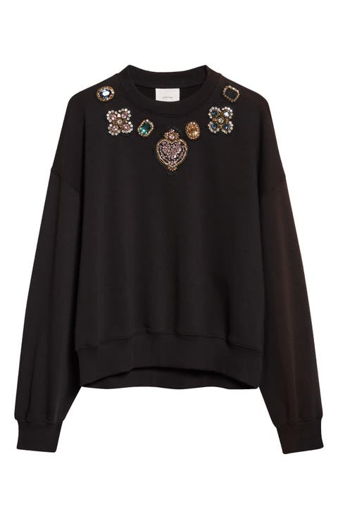 Baroque Patches Rhinestone Sweater