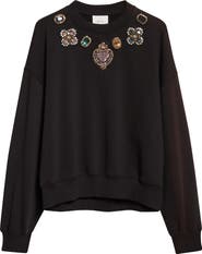 Cinq à Sept Baroque Patches Rhinestone Sweater