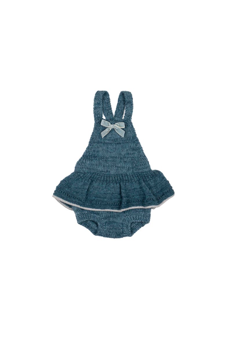 Wild Wawa Velvet Bow Romper, Main, color, Aegean Blue