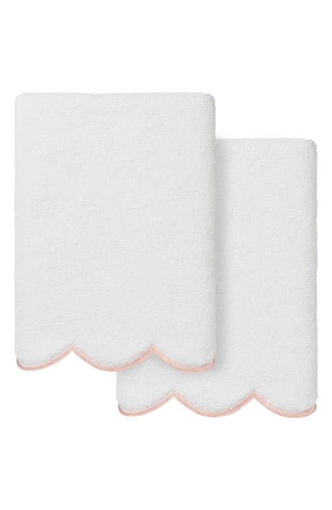 Adornia Scallop Set of 2 Hand Towels